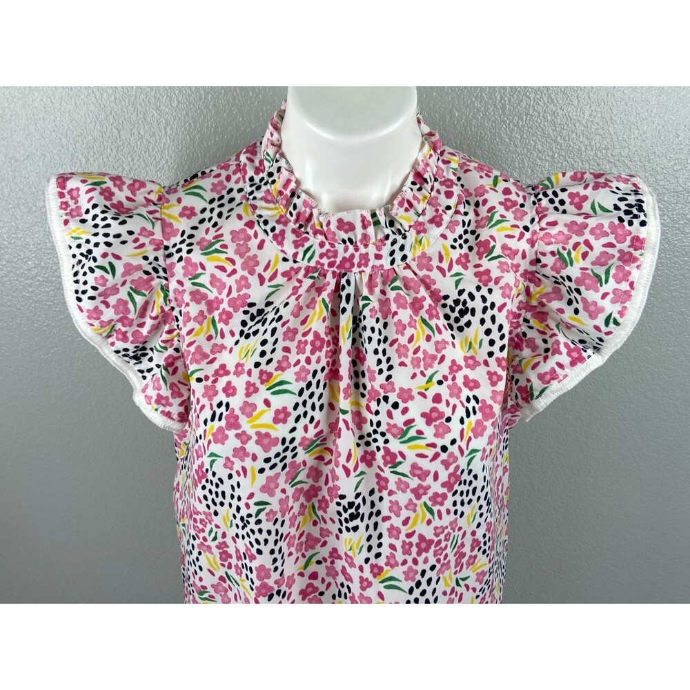 Pink Floral Women Large Blouse Ruffle Neck Multi Color Casual Top NWT - Picture 2 of 9